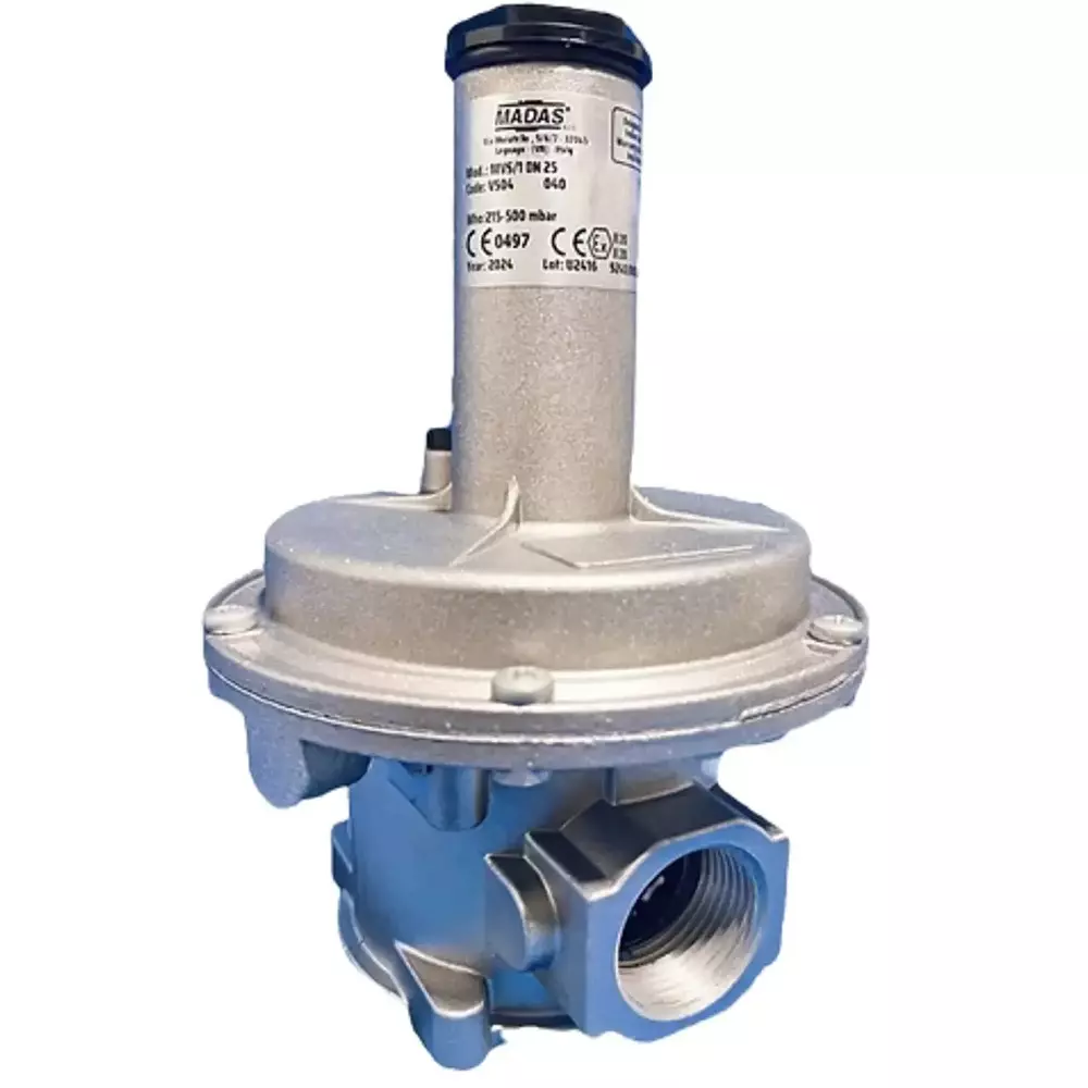 Madas Gas Relief Valve Aluminium Silver 1 Bar Pressure Bar for Industrial Use, MVS/1 DN 25