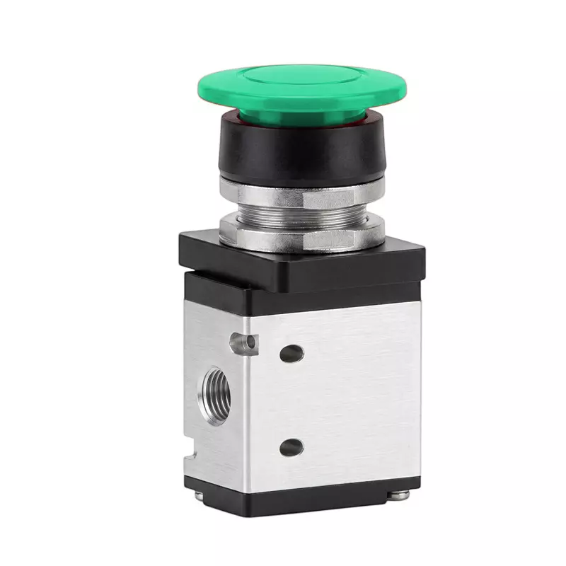 Spac P / TG Push Button Valve Mushroom Grey & Black 6.35 mm Green Color Button for Industrial Use, PMSB-02-NC-M-G