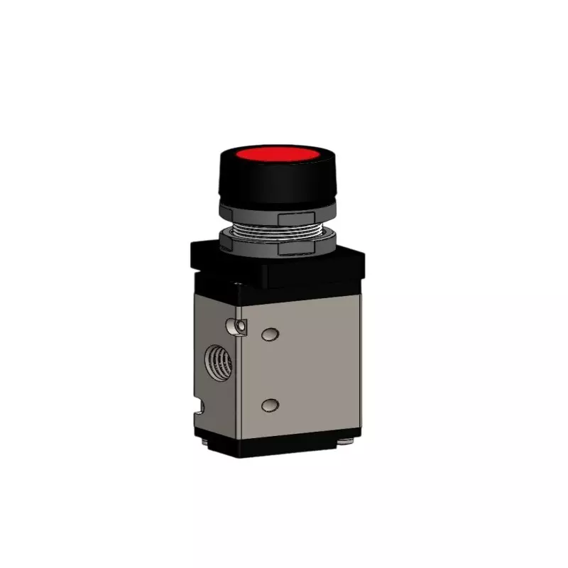Spac P / TG Push Button Valve Flush Grey & Black 6.35 mm Red Color Button for Industrial Use, PMSB-02-NC-FT-R