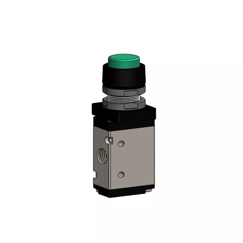 Spac P / TG Push Button Valve Extended Grey & Black 6.35 mm Green Color Button for Industrial Use, PMSB-02-NC-FE-G