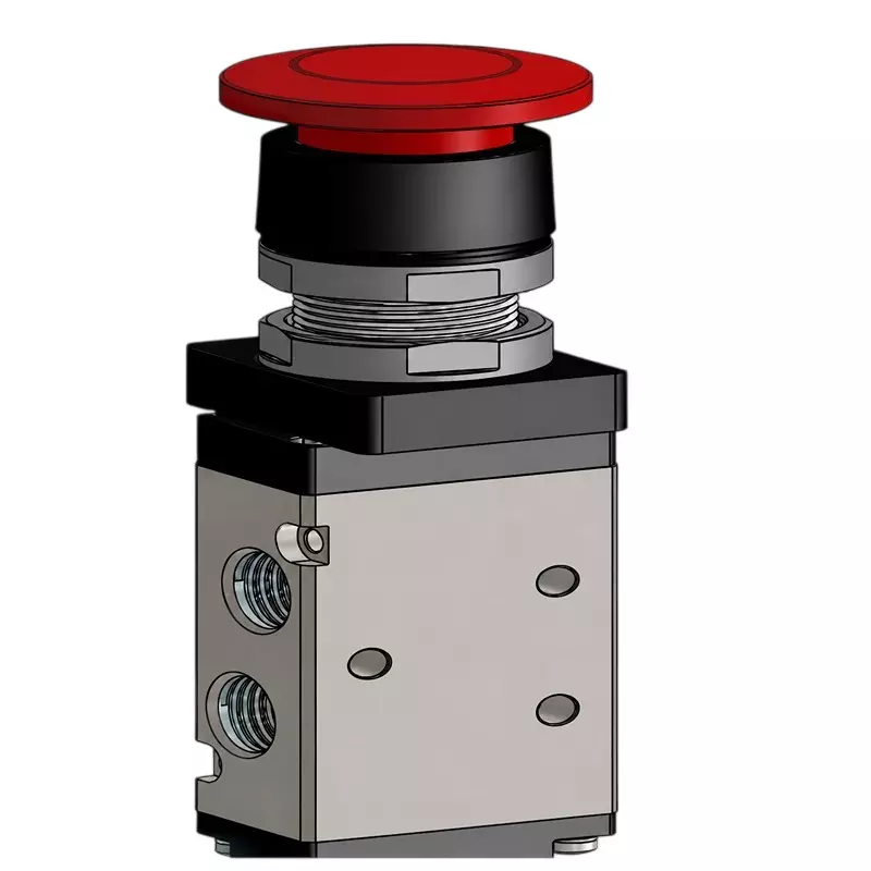 Spac P / TG Push Button Valve Mushroom Grey & Black 6.35 mm Red Color Button for Industrial Use, PMSE-02-M-R