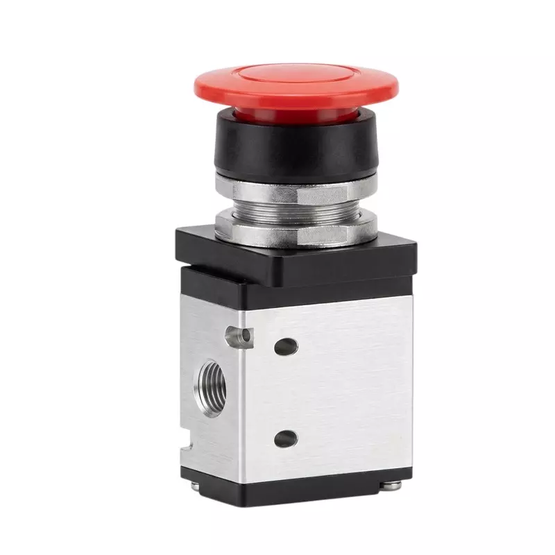 Spac P / TG Push Button Valve Mushroom Grey & Black 6.35 mm Red Color Button for Industrial Use, PMSB-02-NC-M-R