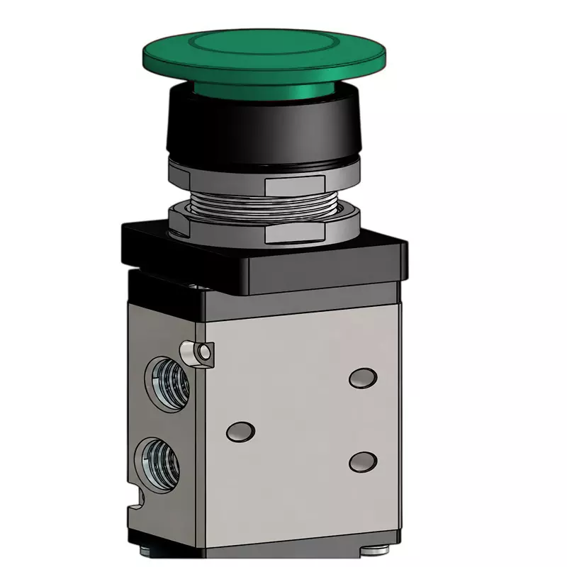 Spac P / TG Push Button Valve Mushroom Grey & Black 6.35 mm Green Color Button for Industrial Use, PMSE-02-M-G
