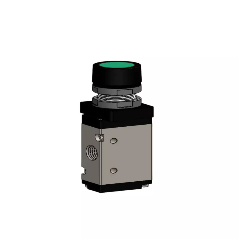 Spac P / TG Push Button Valve Flush Grey & Black 6.35 mm Green Color Button for Industrial Use, PMSB-02-NC-FT-G