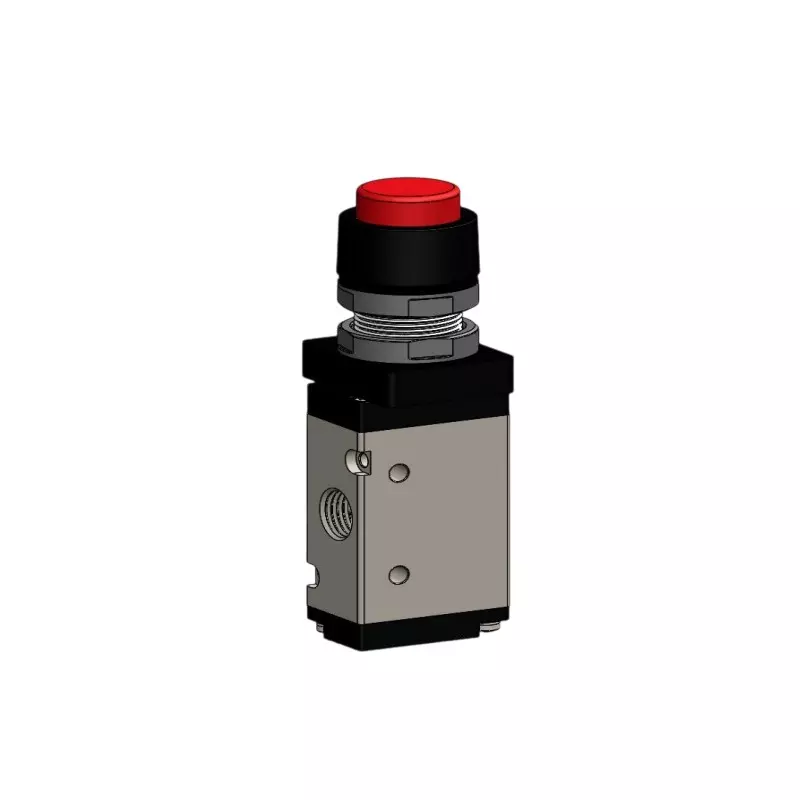 Spac P / TG Push Button Valve Extended Grey & Black 6.35 mm Red Color Button for Industrial Use, PMSB-02-NC-FE-R
