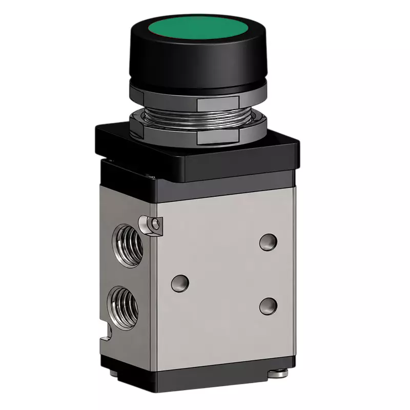 Spac P / TG Push Button Valve Flush Grey & Black 6.35 mm Green Color Button for Industrial Use, PMSE-02-FT-G