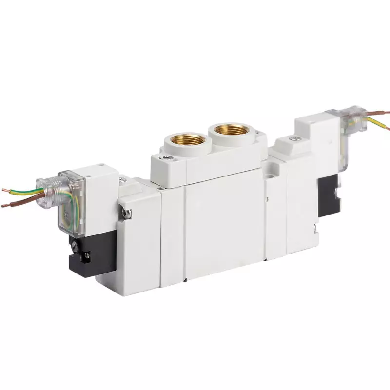 Spac GY Double Solenoid Valve 5/2 Way White & Black 6.35 mm for Industrial Use, GY2522-08-24VDC