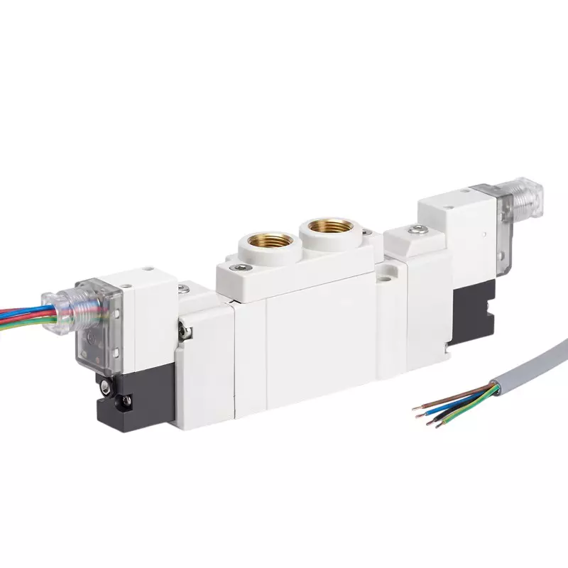 Spac GY Double Solenoid Valve 5/2 Way White & Black 3.17 mm for Industrial Use, GY2512-06-24VDC