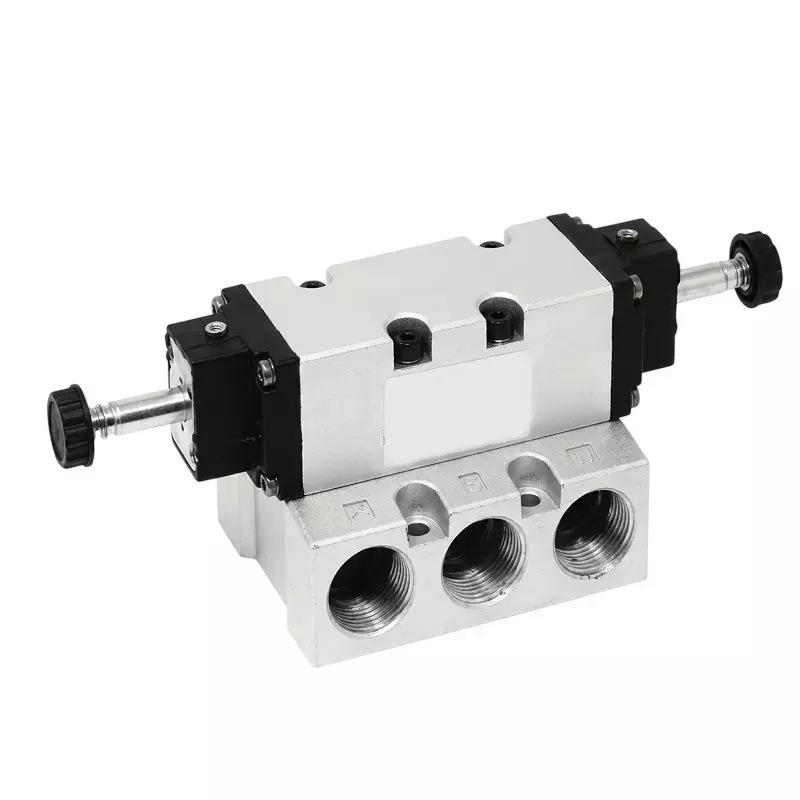 Spac FG Double Solenoid Valve Center Closed 5/2 Way Base Mounting Silver & Black 19.05 mm for Industrial Use, FG3562-20CL