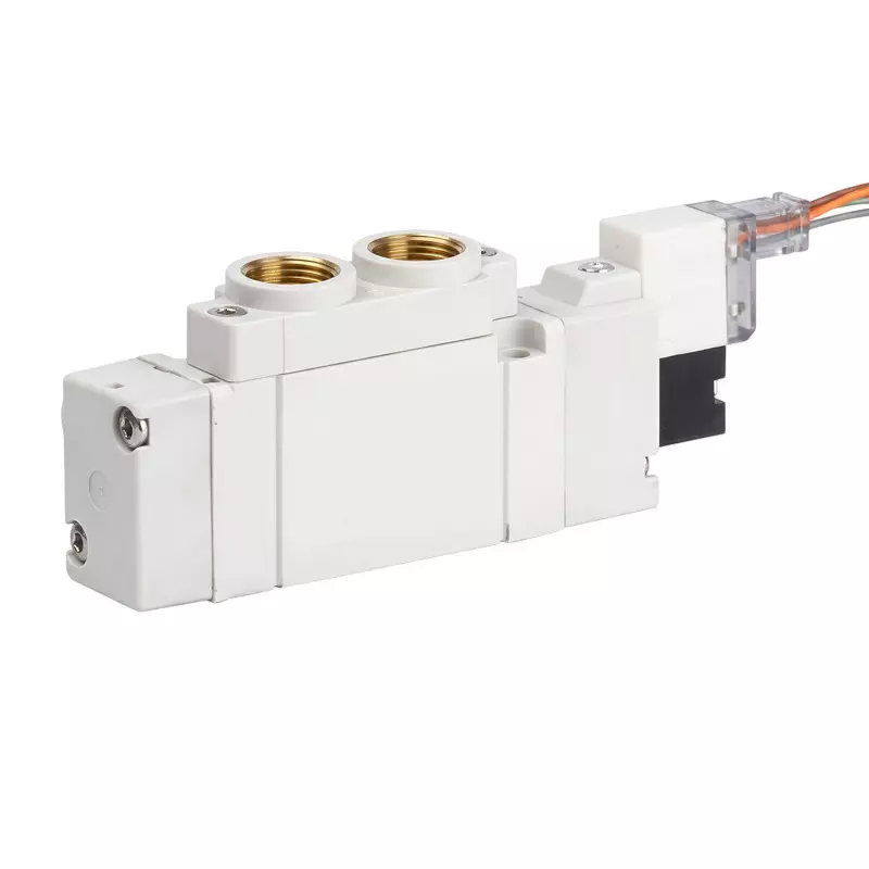 Spac GY Single Solenoid Valve 5/2 Way White & Black 6.35 mm for Industrial Use, GY2521-08-24VDC