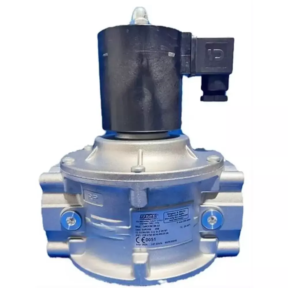 Madas Solenoid Valve Aluminium Black & Silver 200 mbar Pressure Bar for Industrial Use, EVPCF DN 40