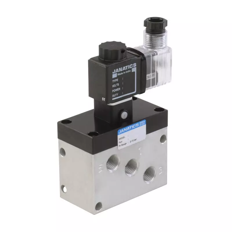 Janatics 1/4 inch (6.35 mm) Single Solenoid Operated Pneumatic Valve, DP155SR61-R