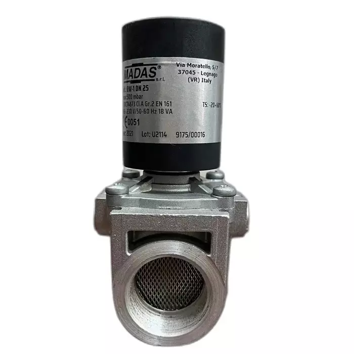 Madas Solenoid Valve Aluminium Black & Silver 6 Bar Pressure Bar for Industrial Use, EV-6 DN25