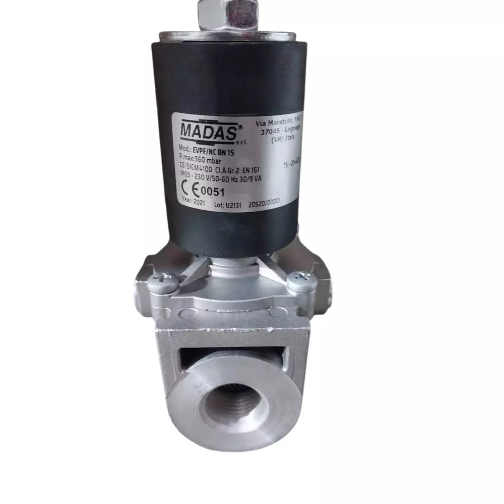 Madas Solenoid Valve Stainless Steel Black & Silver 360 mbar Pressure Bar Big Size for Industrial Use, EVP/NC DN 25