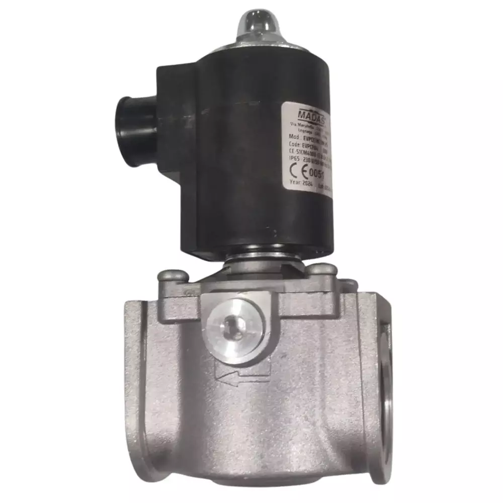 Madas Solenoid Valve Stainless Steel Black & Silver 360 mbar Pressure Bar for Industrial Use, EVPCF/NC DN25