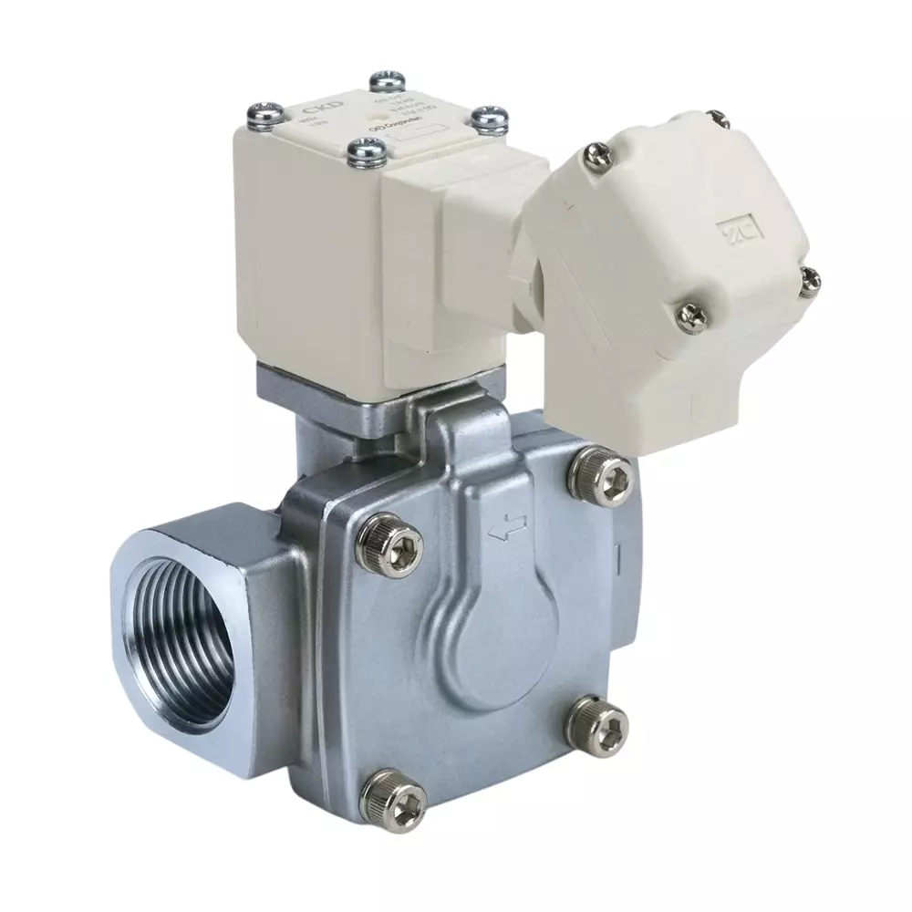 SMC Solenoid Valve 2 Port Pilot Operated Normally Closed Switching and 3/4 inch (19.05 mm) Thread Size, VXD250MGA