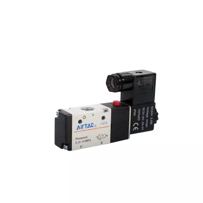 Airtac 3/2 Way Single Acting Solenoid Valve G 1/4 inch (6.35 mm) Port Size and Aluminium Alloy Body, 3V210-08