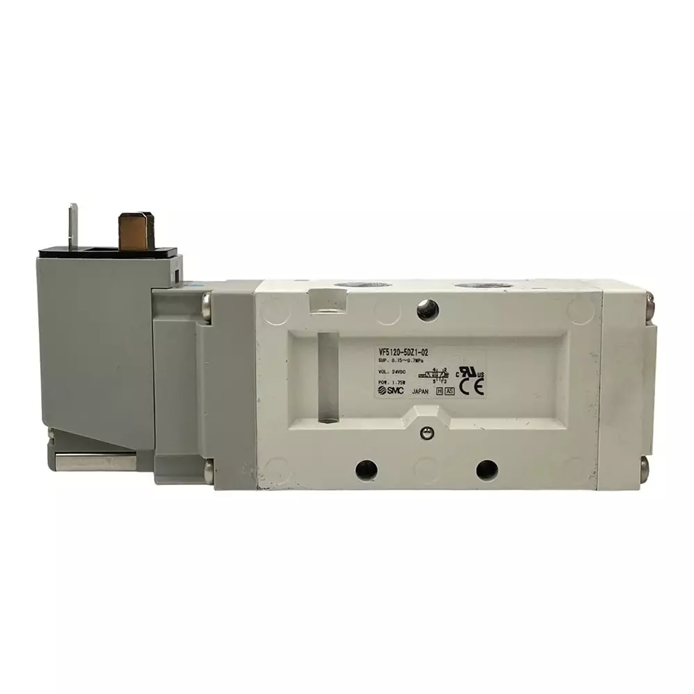 SMC VF5000 Series Solenoid Valve 2 Position Single Actuation 1/4 inch (6.35 mm) Port Size and 24 V DC Rating, VF5120-5DZ1-02