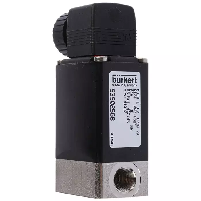 Burkert Solenoid Valve 0 3 port(s) NO/NC 24 V DC 1/4 inch, 41037