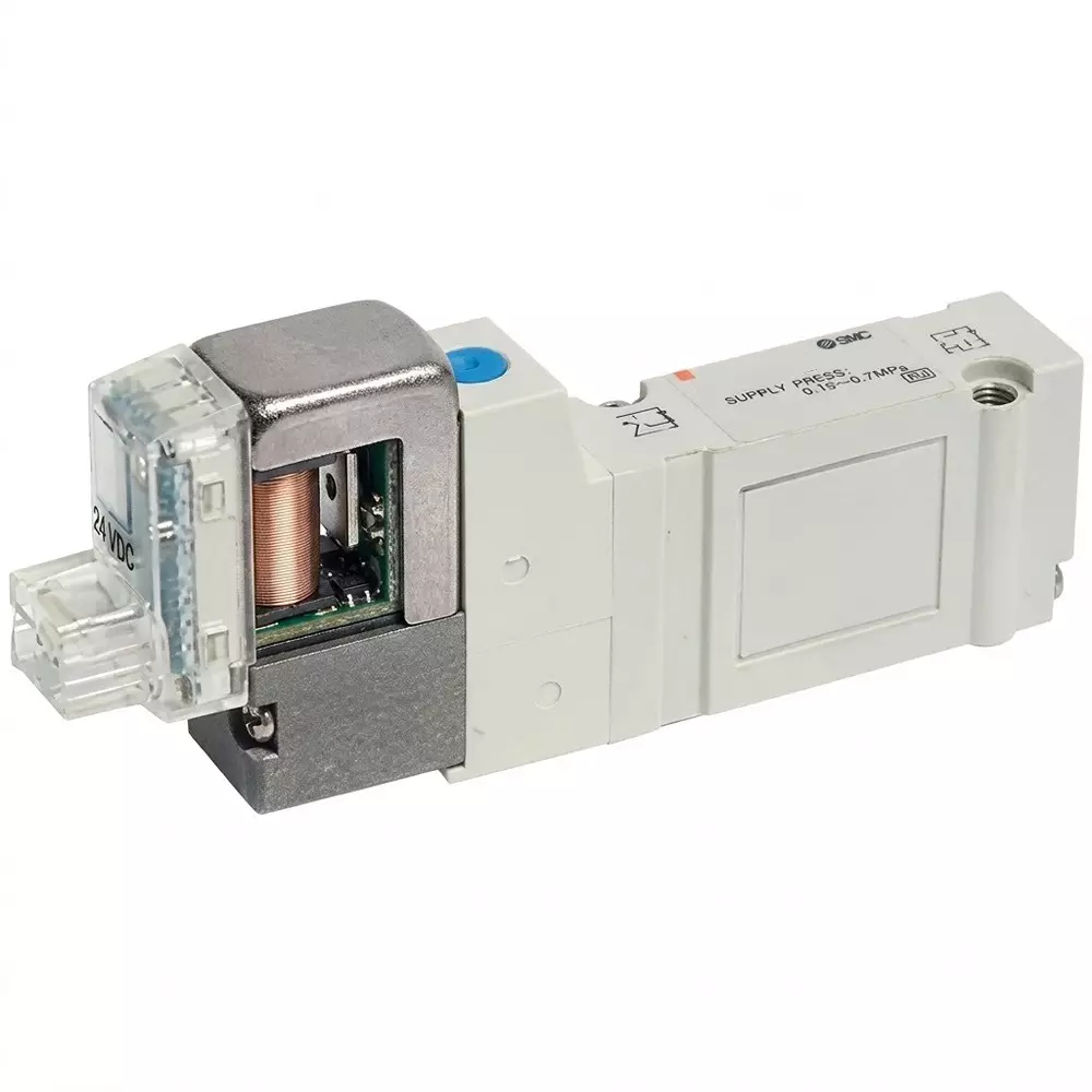 SMC SY9000 Series Solenoid Valve 2 Position Double Actuation 3/8 inch (9.5 mm) Port Size and 24 V DC Rating, SY9240-5L-03
