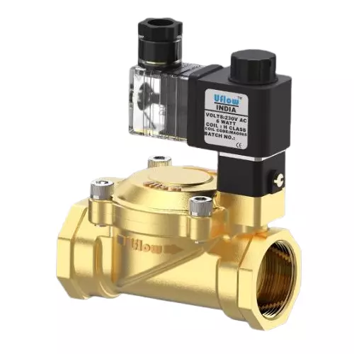 Uflow 110 V AC Screwed End (NC) Brass Pilot Operated 2/2 Way Solenoid Valve PBN-6CM