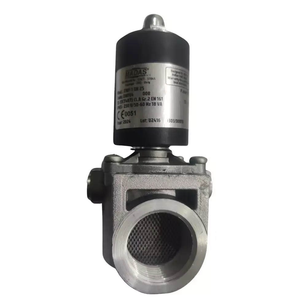 Madas Solenoid Valve Aluminium Black & Silver 500 mbar Pressure Bar for Industrial Use, EWF-1 DN 25