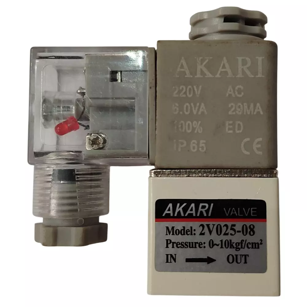 Akari 220 V AC 6.35 mm (1/4 inch) 2/2 Way Direct Acting Solenoid Valve 2V-025-08
