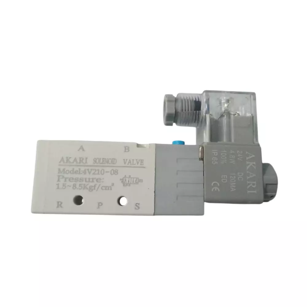 Akari 24 V DC 6.35 mm (1/4 inch) 5/2 Way Single Solenoid Valve 4V-210-08
