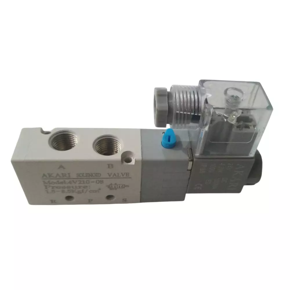 Akari 24 V DC 6.35 mm (1/4 inch) 5/2 Way Single Solenoid Valve 4V-210-08