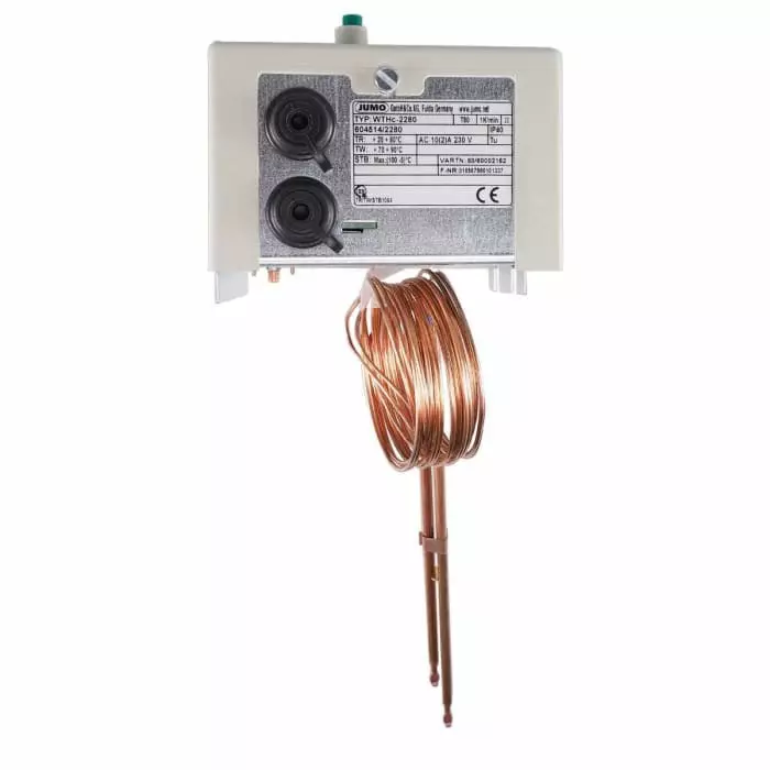 Jumo Flange Capillary Thermostat Automatic Reset 20°C to 80°C, 604514/2280-2-040-070-100-1250-10-000-4/574,711