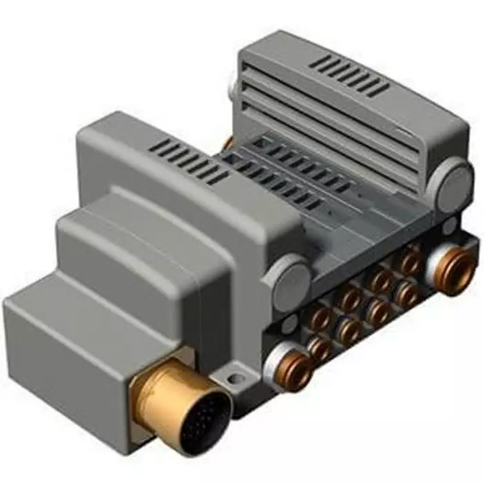 SMC VQC2000 Series 4 Station One-Touch Fitting 6 mm Manifold Base, VV5QC21-04C6MD0