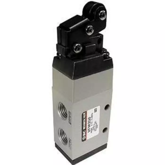 SMC Push Button (Mushroom) 5 Port Mechanical Valve Mechanical Valve EVFM300 Series, G 1/4, 1/4 inch, EVFM350-F02-30B