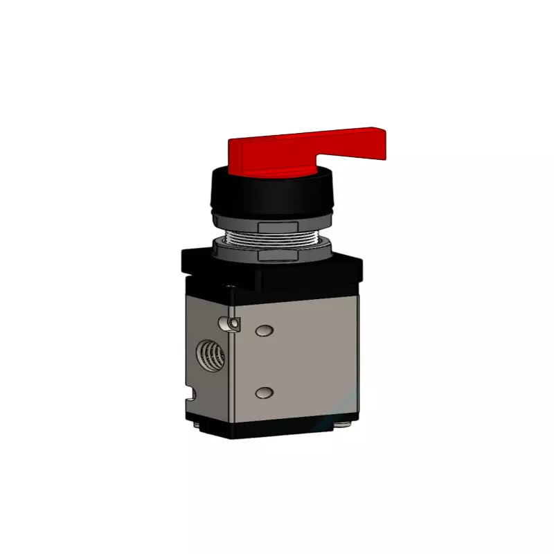 Spac P / TG Twist Selector Valve Extended Grey & Black 6.35 mm Red Color Button for Industrial Use, PMSB-02-NC-TE-R