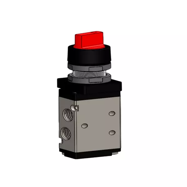 Spac P / TG Twist Selector Valve Grey & Black 6.35 mm Red Color Button for Industrial Use, PMSE-02-T-R