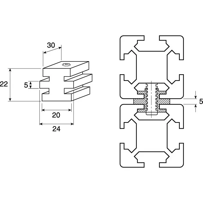 FlexLink XD Polyethylene (PE) Tubular Linear Unit 42 mm L, XDLB 20X42