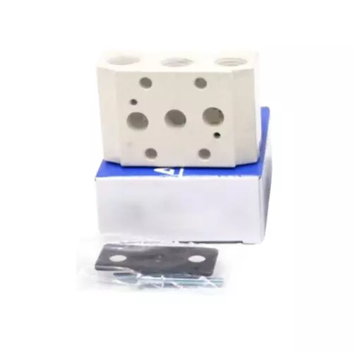 Airtac Manifold 1 Station Rectangular Metal Body for 4A100 Series Solenoid Valve, 100M-1F