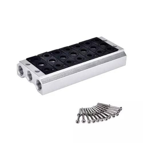 Airtac Manifold 1 Station Rectangular Metal Body for 7SA Series Solenoid Valve or Air Valve, 7SV100M-1F
