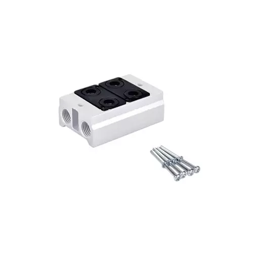 Airtac Manifold 2 Station Rectangular Metal Body for 4STA200 Series Solenoid Valve, 4STA200M-2F