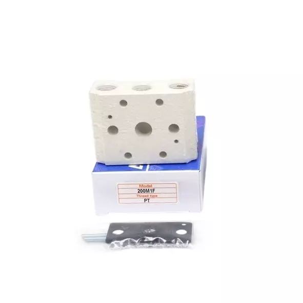 Airtac Manifold 1 Station Rectangular Metal Body for 4A200 Series Solenoid Valve, 200M-1F