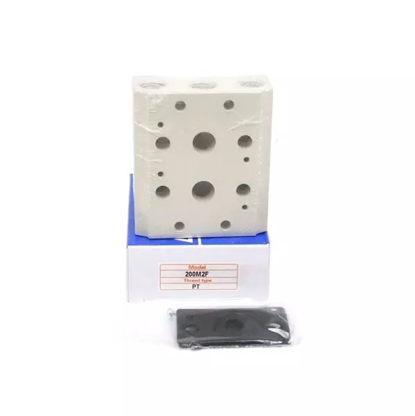 Airtac Manifold 2 Station Rectangular Metal Body for 4A200 Series Solenoid Valve, 200M-2F