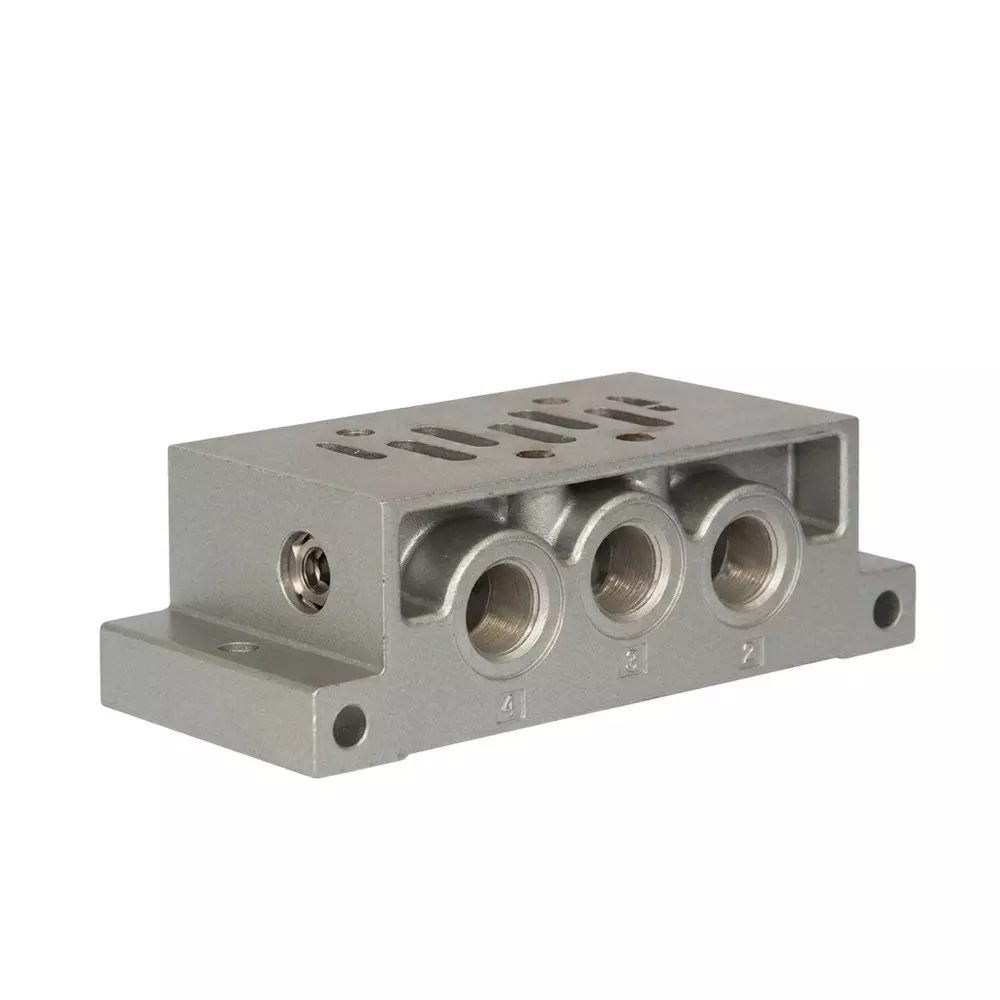 Airtac Single Manifold Metal Body Silver Color for ESV200 Series Solenoid Valve, ESV201M