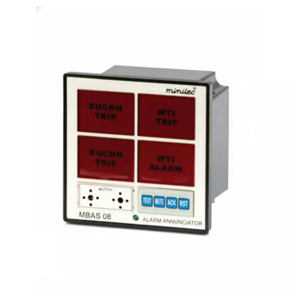 Minilec Alarm Annunciators with 4 Small Win+Pb & Buzzer 37 x 17 mm Potential Free Contacts 550 g, MBAS 08