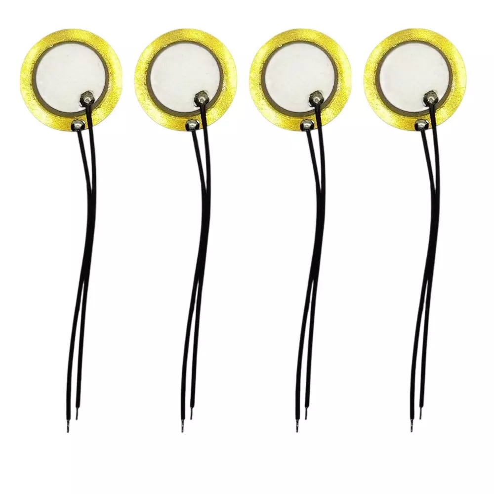 Invento Piezoelectric Buzzer Round 12 mm Brass Outer Diameter Plate and Ceramic Inner Diameter Plate, ISC 671-N2 (Pack of 4 Pcs)