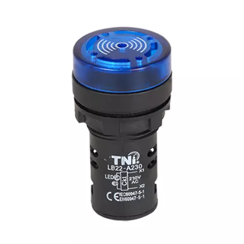 TNI 22.5 mm Cut Out Diameter Illuminated Buzzer Blue Color 230 V AC Rated Voltage and IP20 Protection Rating, LB22-A230-B
