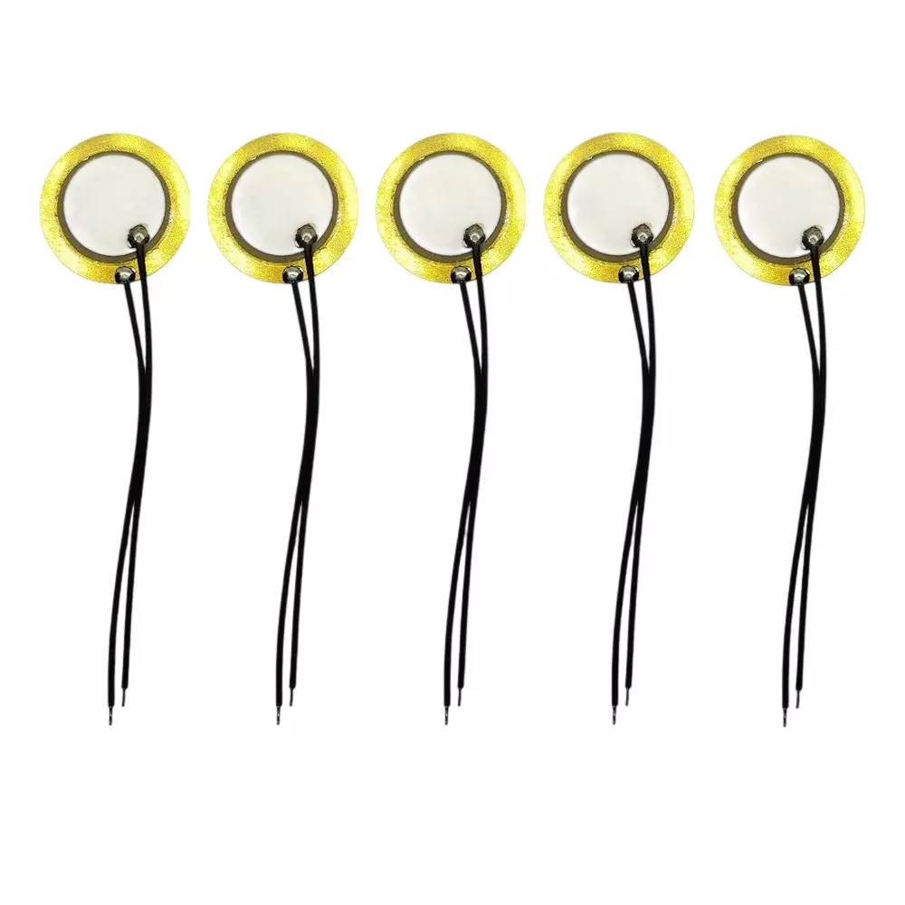 Invento Piezoelectric Buzzer Round 12 mm Brass Outer Diameter Plate and Ceramic Inner Diameter Plate, ISC 671-N3 (Pack of 5 Pcs)