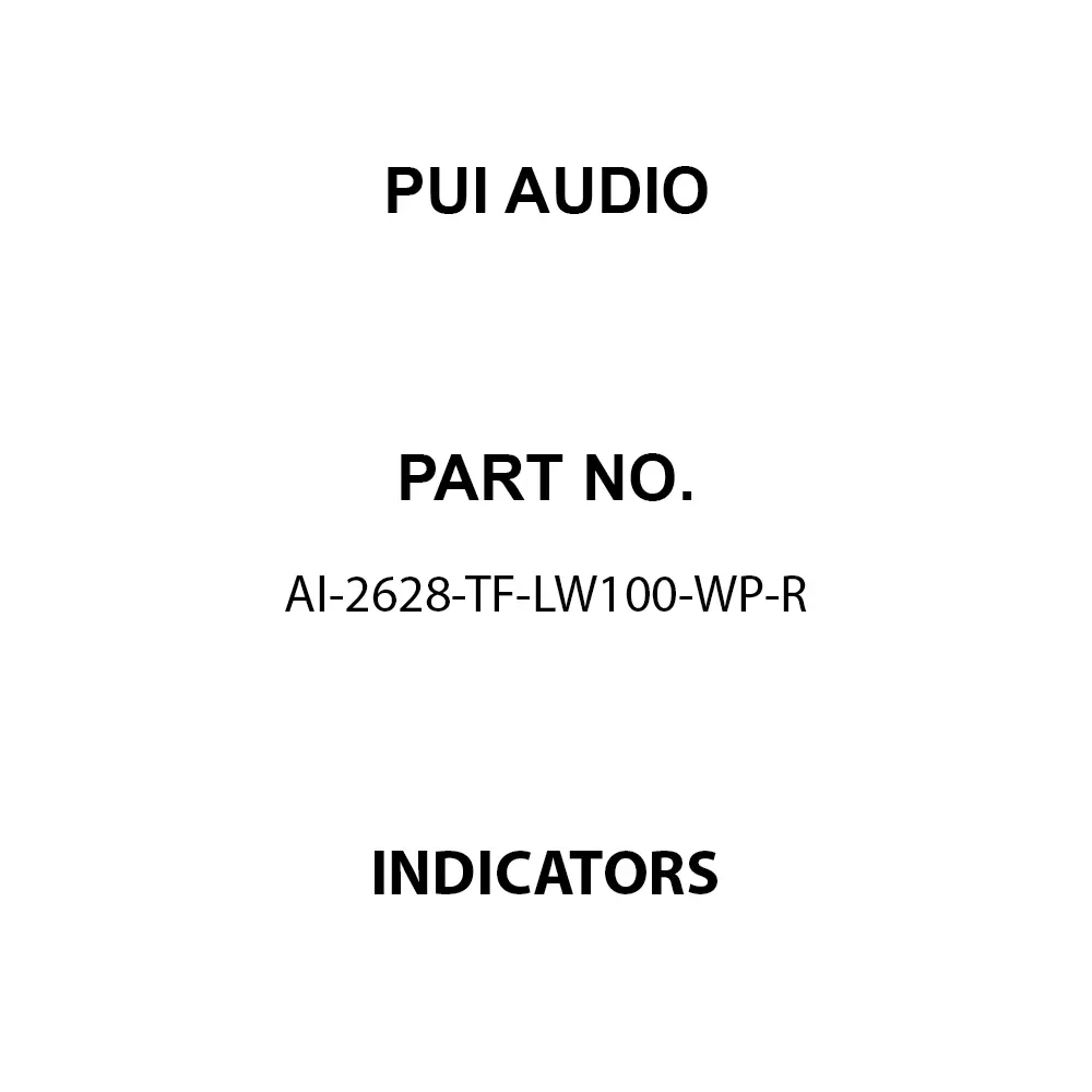 PUI AUDIO Indicators Piezoelectric 35 mA Current Rating 12 VDC Voltage Rating, AI-2628-TF-LW100-WP-R