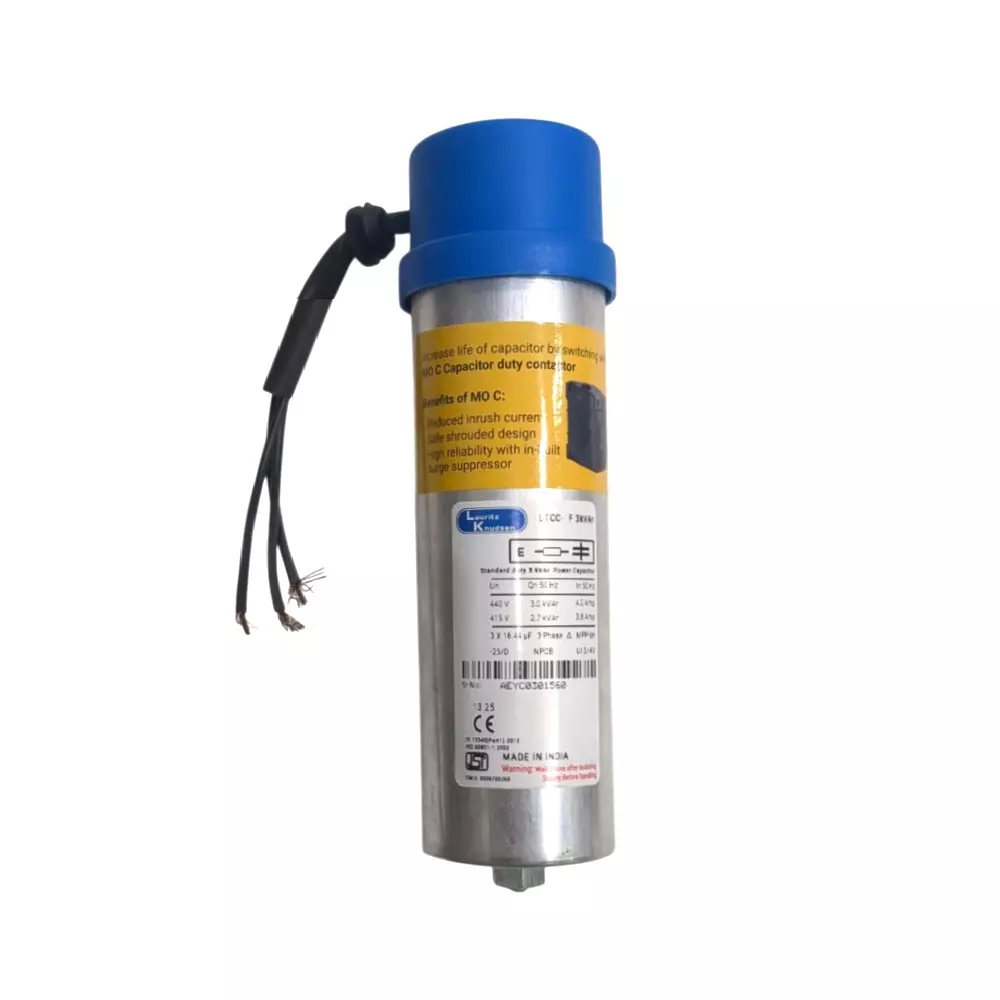 L&T [ Lauritz Knudsen ] 3 kVAr 440 V 3 Phase Cylindrical Power Capacitor LTCCF303B2