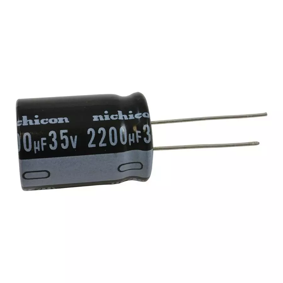 NICHICON Aluminum Electrolytic Capacitor, 2200Uf, 35V, 20%, Radial, UHE1V222MHD6TN