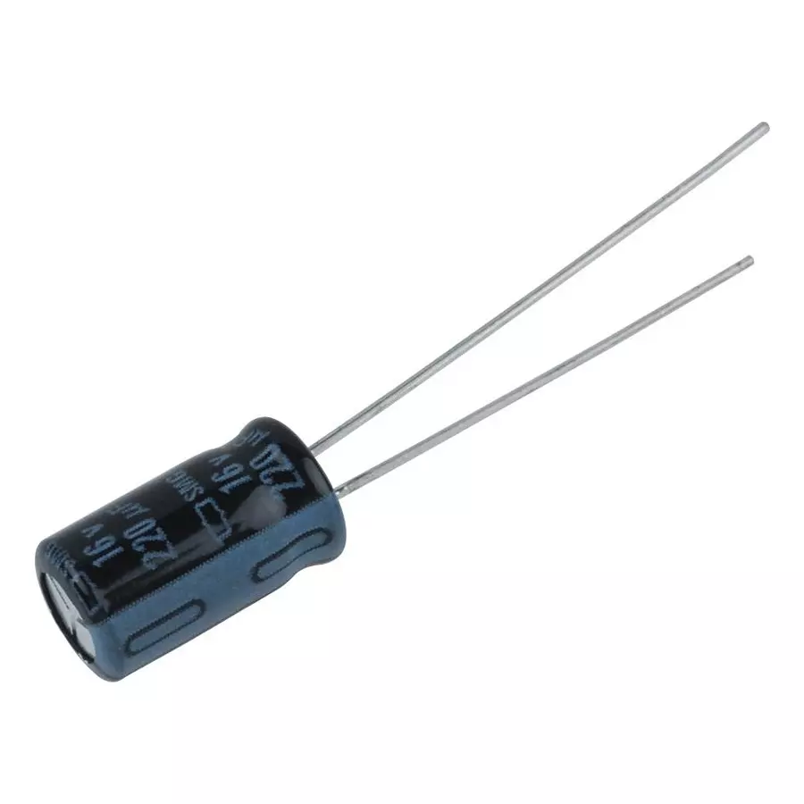 CHEMI-CON ALUMINUM ELECTROLYTIC CAPACITOR 220UF, 16V, 20%, RADIAL, ESMG160ELL221MF11D