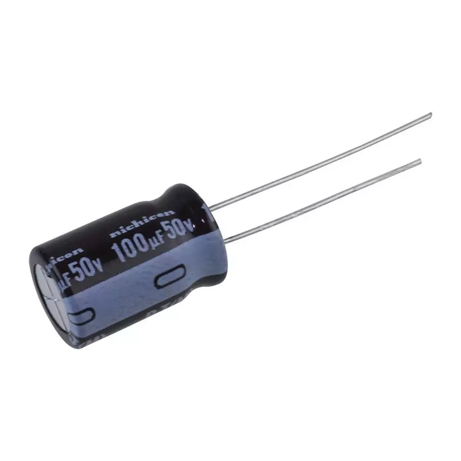NICHICON Aluminum Electrolytic Capacitor, 100Uf, 50V, 20%, Radial, UPJ1H101MPD6TD